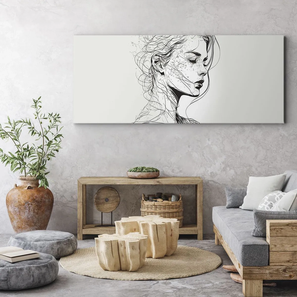 Cuadro sobre lienzo - Impresión de Imagen - Retrato de ensueño - 100x40 cm