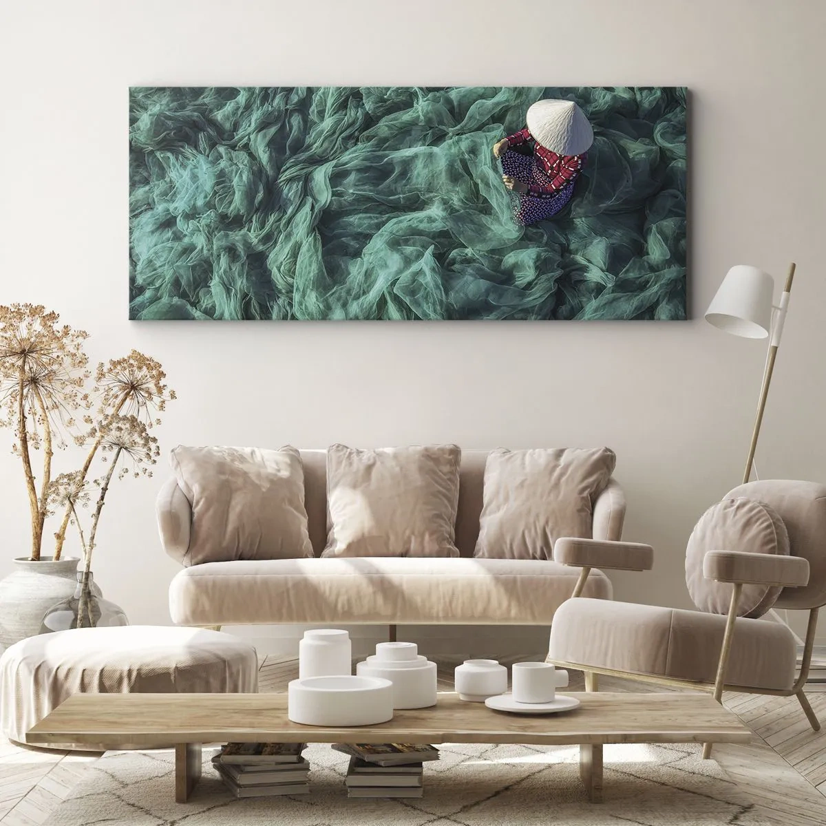 Cuadro sobre lienzo - Impresión de Imagen - En un mar de redes - 100x40 cm