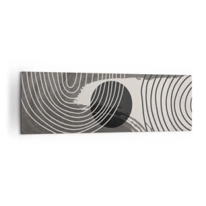 Cuadro sobre lienzo - Impresión de Imagen - Líneas geométricas y óvalos en tonos monocromáticos. - 160x50cm - La victoria del óvalo - Decoración de pared moderna para salón y dormitorio ARTTOR