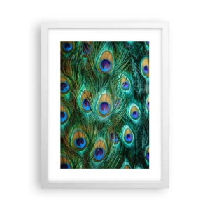 Póster en marco blanco - Mirada de pavo real - 30x40 cm