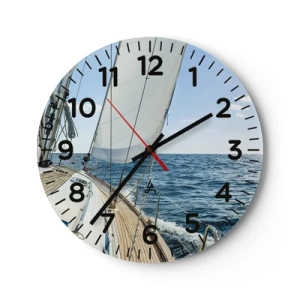 Reloj de pared - Reloj de vidrio - Ahoy, a la aventura - 40x40 cm