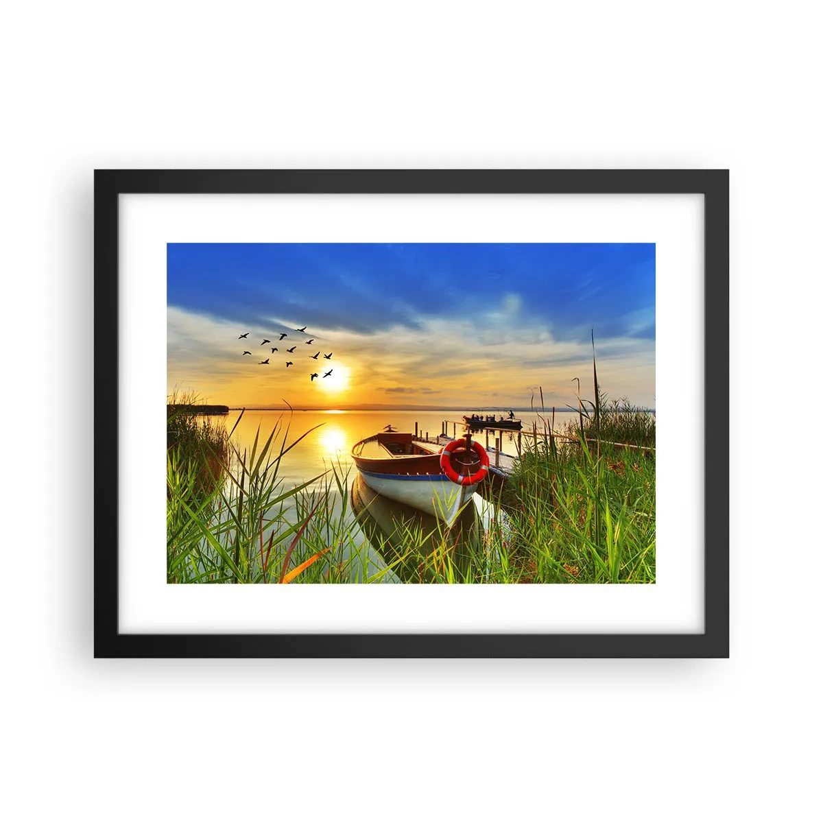 Póster en marco negro - Los cormoranes están volando - 40x30 cm