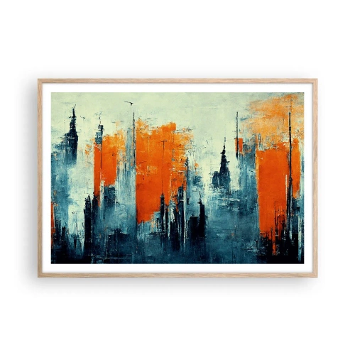 Póster en marco roble claro - Paisaje moderno - 100x70 cm