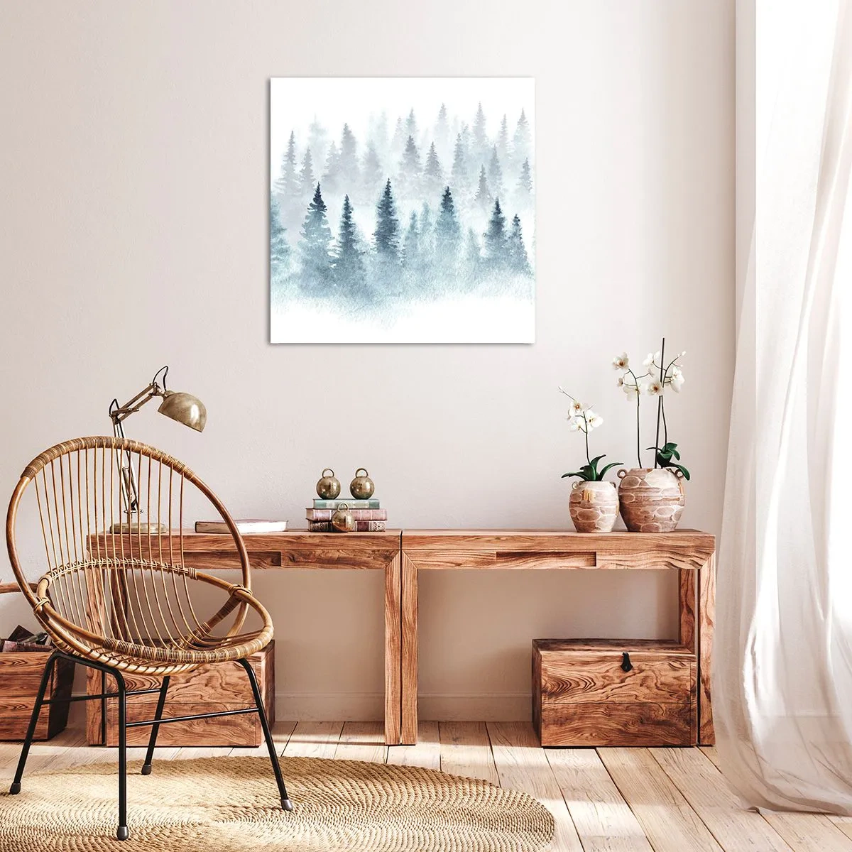 Cuadro sobre lienzo - Impresión de Imagen - Envuelto en la niebla - 70x70 cm