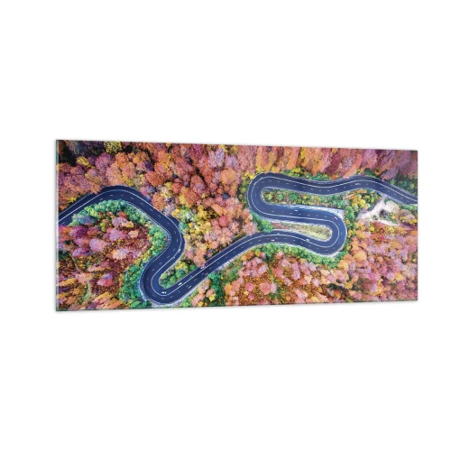 Cuadro sobre vidrio - Impresiones sobre Vidrio - Un camino sinuoso a través del bosque - 100x40 cm