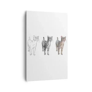 Cuadro sobre lienzo - Impresión de Imagen - La evolución del dibujo de un gato desde el boceto hasta la forma coloreada - 80x120cm - Lección de dibujo - Decoración de pared moderna para salón y dormitorio ARTTOR