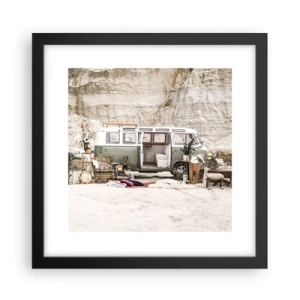 Póster en marco negro - Hora de empezar el viaje - 30x30 cm