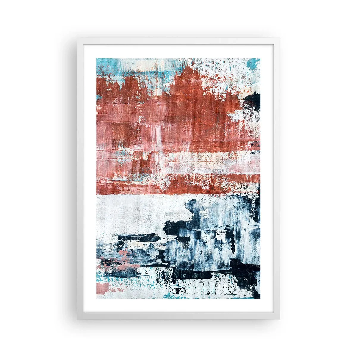 Póster en marco blanco - Mitad abstracción, mitad abstracción - 50x70 cm
