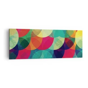 Cuadro sobre lienzo - Impresión de Imagen - Patrones geométricos coloridos compuestos de círculos y semicírculos. - 140x50cm - Ascensión circular - Decoración de pared moderna para salón y dormitorio ARTTOR