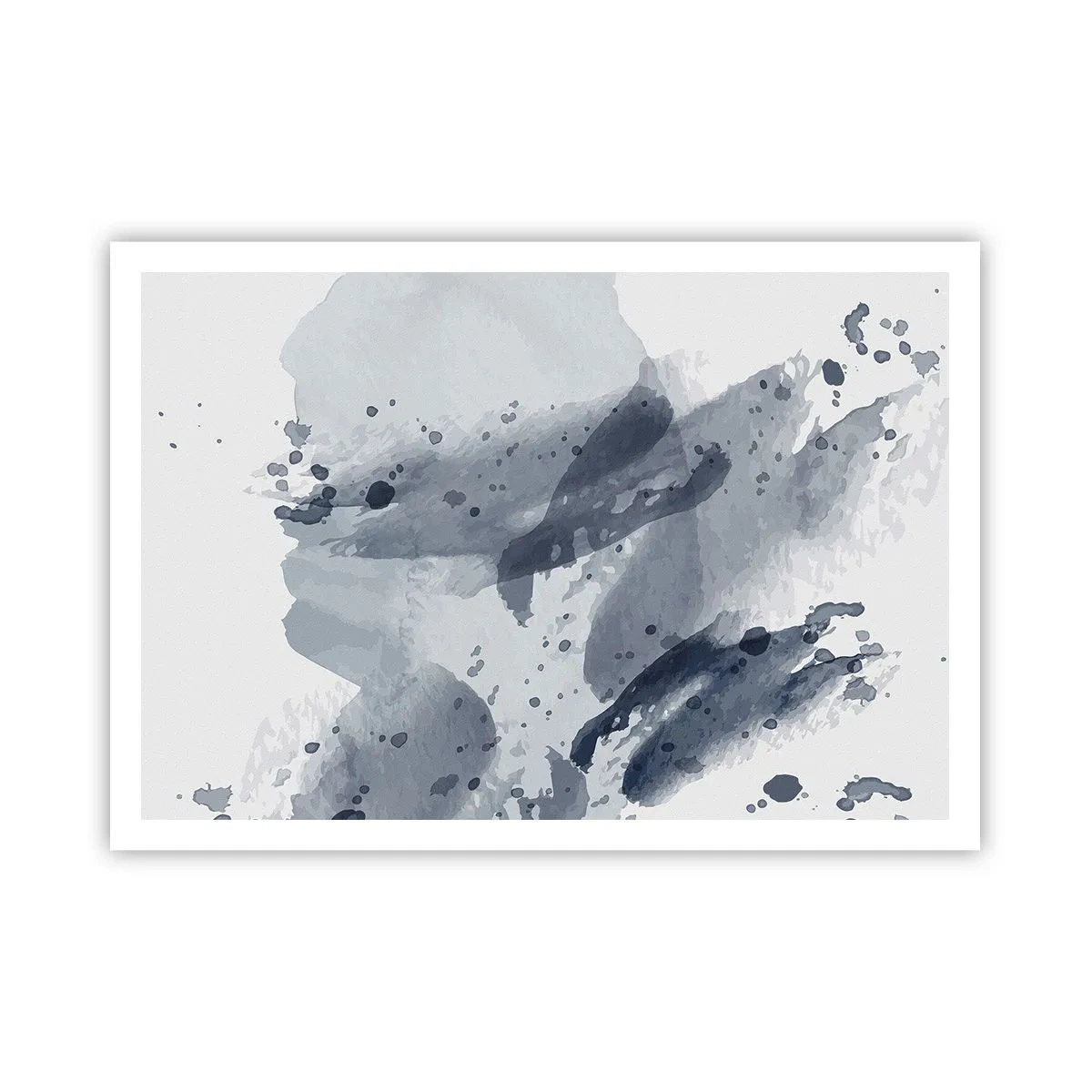 Póster - Manchas abstractas en tonos azules sobre un fondo claro - 100x70cm - Un estudio sobre la naturaleza del agua - Decoración de pared moderna para salón y dormitorio ARTTOR