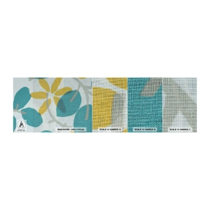 Muestra de fotomural autoadhesivo Deluxe Sticker - Entre hojas azules - bohemia, flores, Minimalismo - 100x30 cm