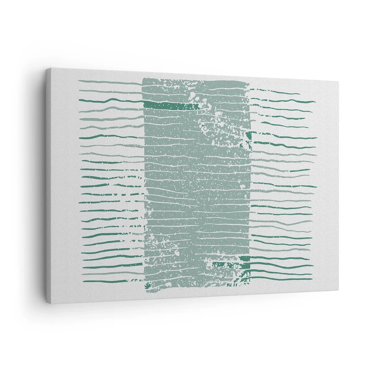 Cuadro sobre lienzo - Impresión de Imagen - Patrón geométrico en tonos verde mar y blanco. - 70x50cm - Abstracción marina - Decoración de pared moderna para salón y dormitorio ARTTOR