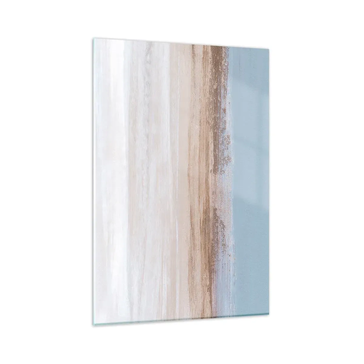 Cuadro sobre vidrio - Impresiones sobre Vidrio - Un paisaje sutil en tonos pastel de azul y beige. - 80x120cm - Paisaje ambiguo - Decoración de pared moderna para salón y dormitorio ARTTOR