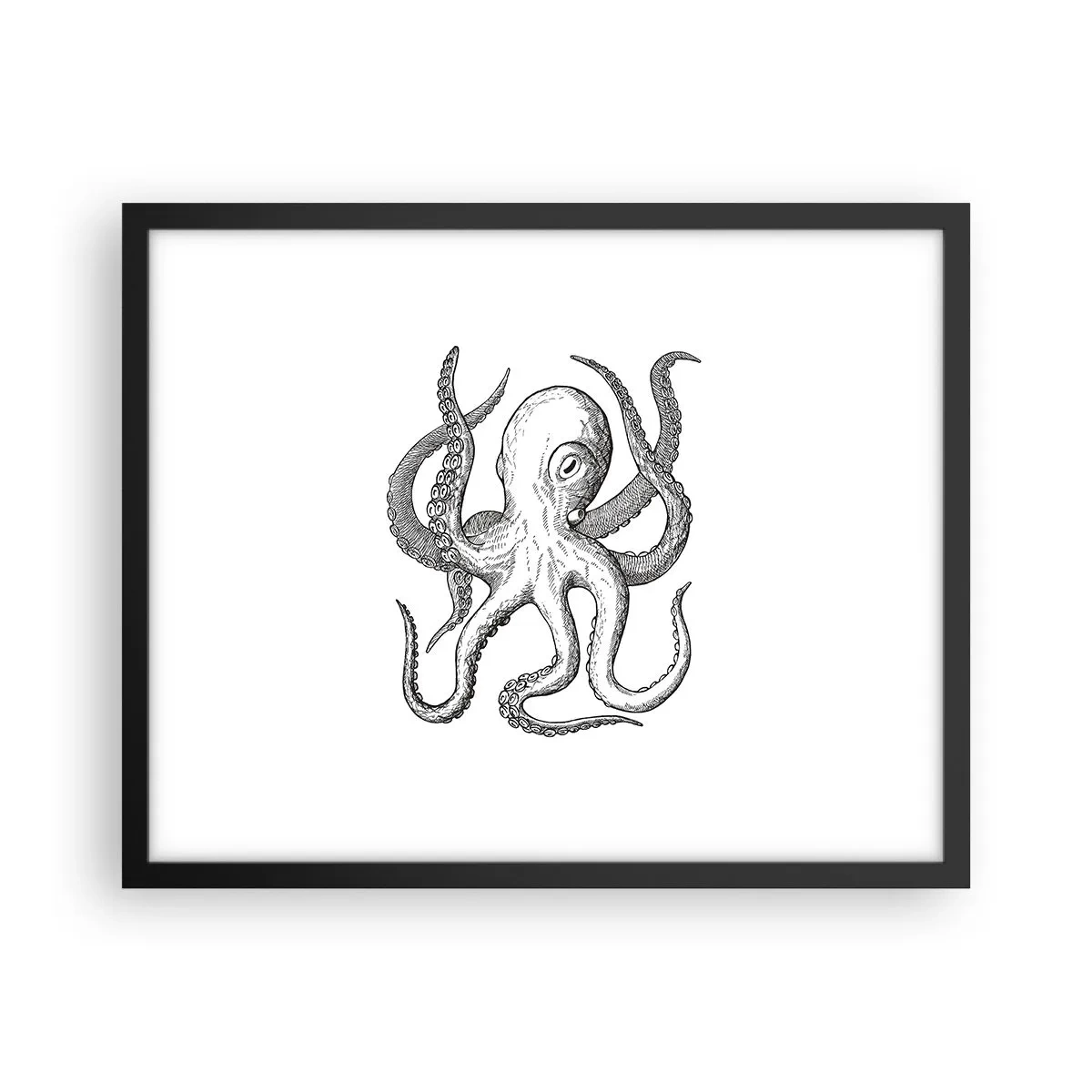 Póster en marco negro - Bailando con olas - 50x40 cm