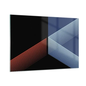 Cuadro sobre vidrio - Impresiones sobre Vidrio - Una composición geométrica moderna con líneas y contraste de colores. - 100x70cm - La rectitud - Decoración de pared moderna para salón y dormitorio ARTTOR