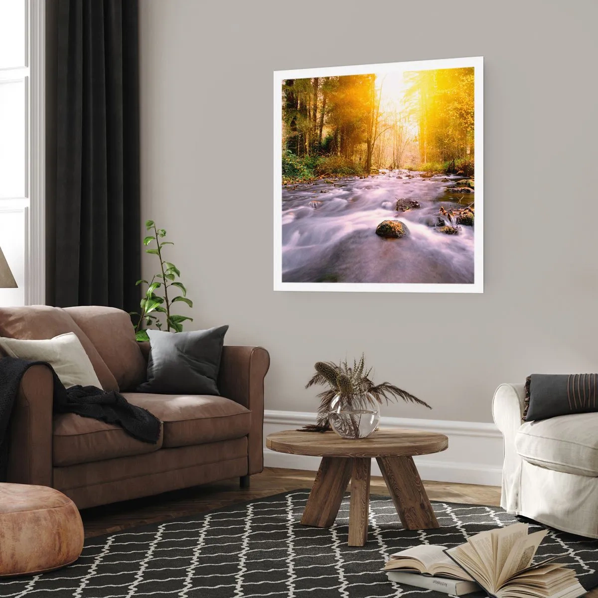 Póster - Malaquita en un marco de plata y oro - 30x30 cm