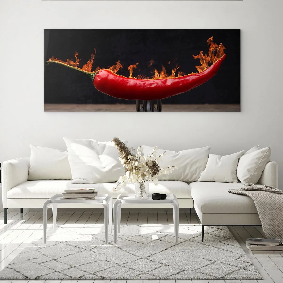Cuadro sobre vidrio - Impresiones sobre Vidrio - Un aperitivo ardiente - 100x40 cm