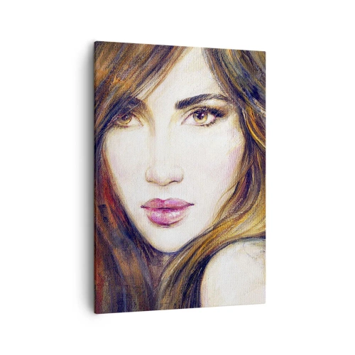 Cuadro sobre lienzo - Impresión de Imagen - Retrato de una mujer en estilo pictórico. - 50x70cm - Veo tus pensamientos - Decoración de pared moderna para salón y dormitorio ARTTOR