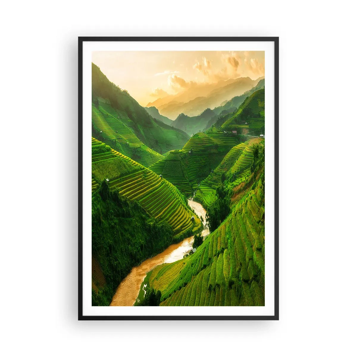 Póster en marco negro - Valle vietnamita - 70x100 cm