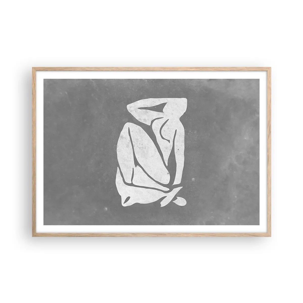 Póster en marco roble claro - En sus pensamientos - 100x70 cm
