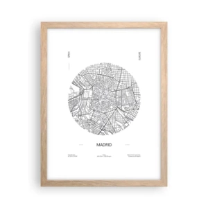 Póster en marco roble claro - Anatomía de Madrid - 30x40 cm