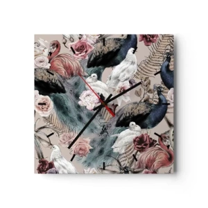 Reloj de pared - Reloj de vidrio - En un jardín de palacio - 40x40 cm