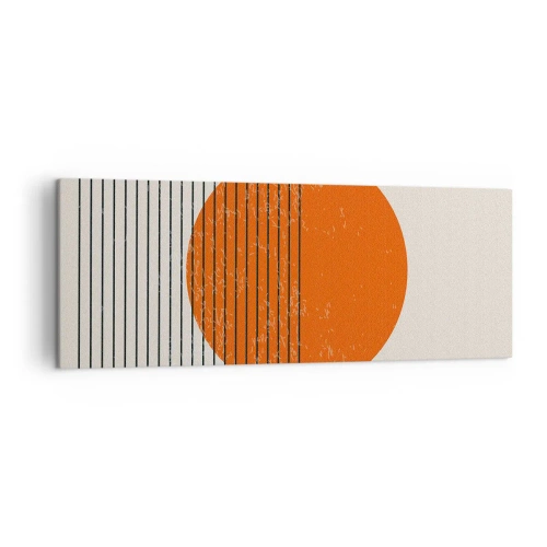 Cuadro sobre lienzo - Impresión de Imagen - Sol minimalista con líneas geométricas. - 140x50cm - Siempre el sol - Decoración de pared moderna para salón y dormitorio ARTTOR