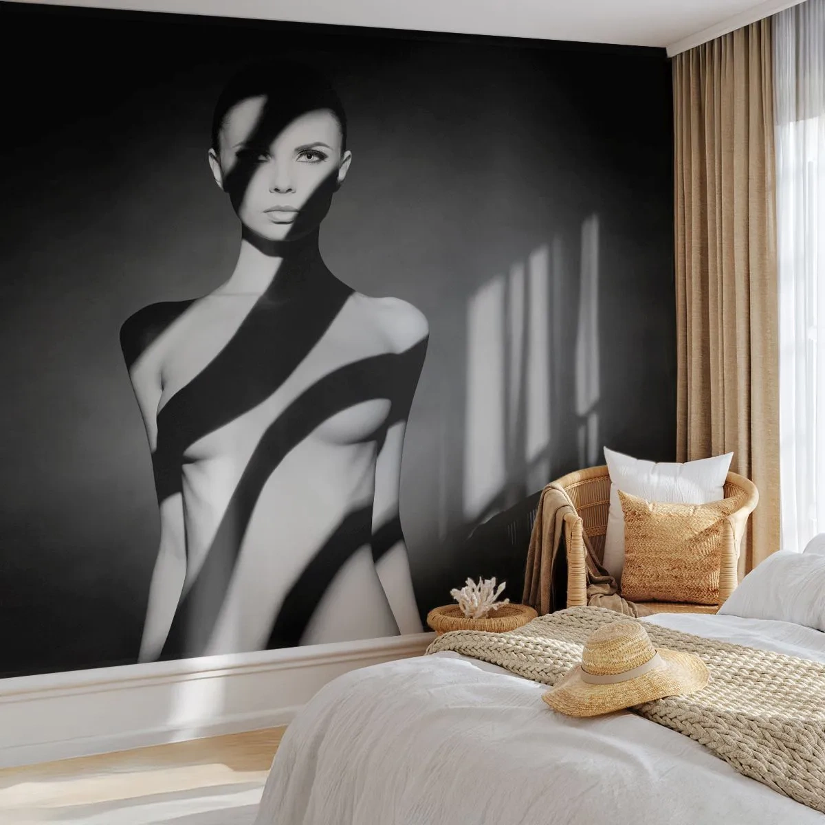 Fotomural Premium Canvas - En la luz y en la sombra - Mujer, Cuerpo, Pedazo - 300x210 cm