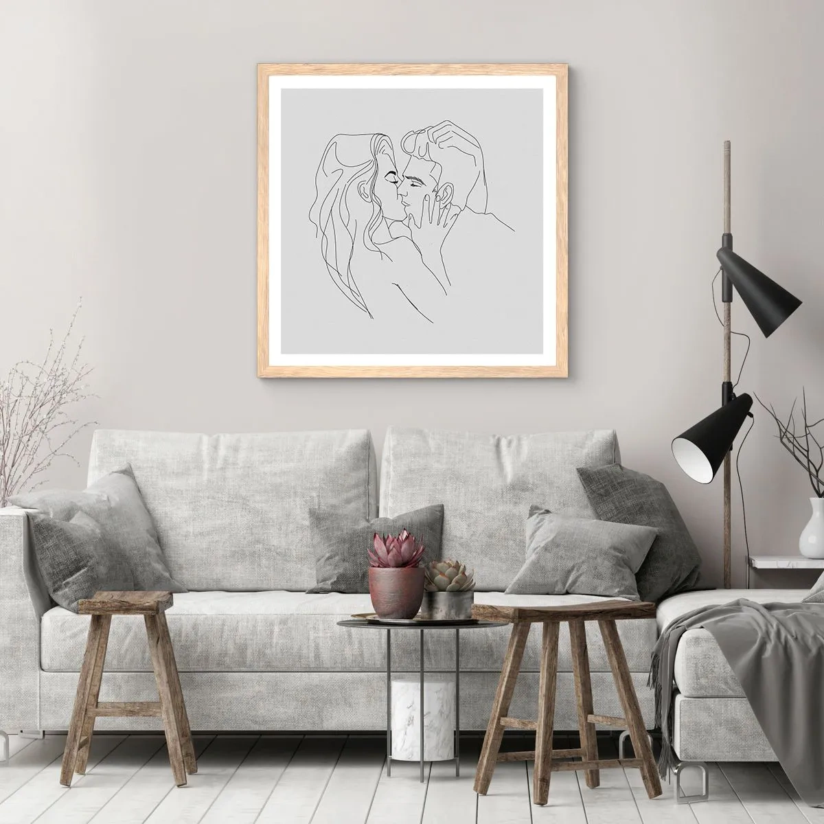 Póster en marco roble claro - Alineados - 60x60 cm