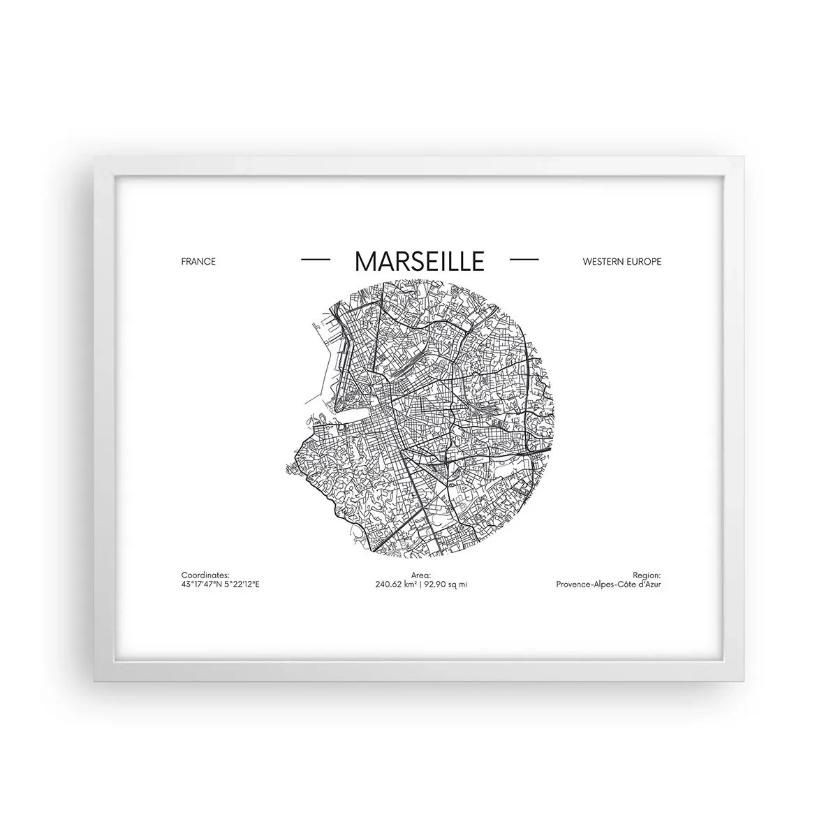 Póster en marco blanco - Anatomía de Marsella - 50x40 cm