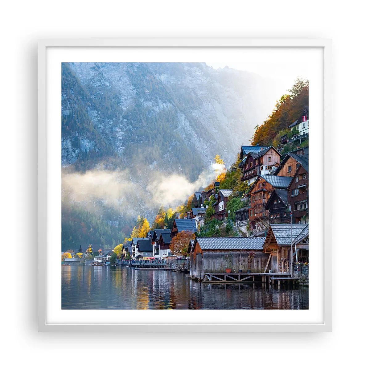 Póster en marco blanco - Ambiente alpino - 60x60 cm