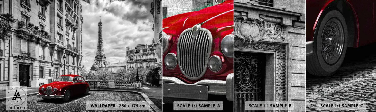 Muestra de fotomural Premium Canvas - Un depredador en la ciudad - Ciudad, Torre Eiffel, París - 100x30 cm