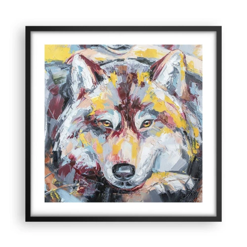 Póster en marco negro - Pinceladas de lobo - 50x50 cm