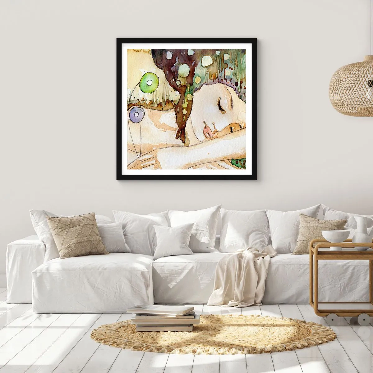 Póster en marco negro - Sueño esmeralda y violeta - 40x40 cm