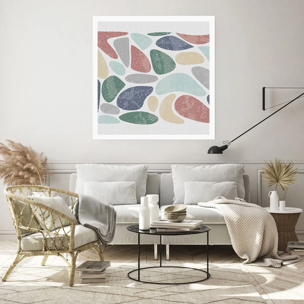 Póster - Mosaico de colores empolvados - 60x60 cm