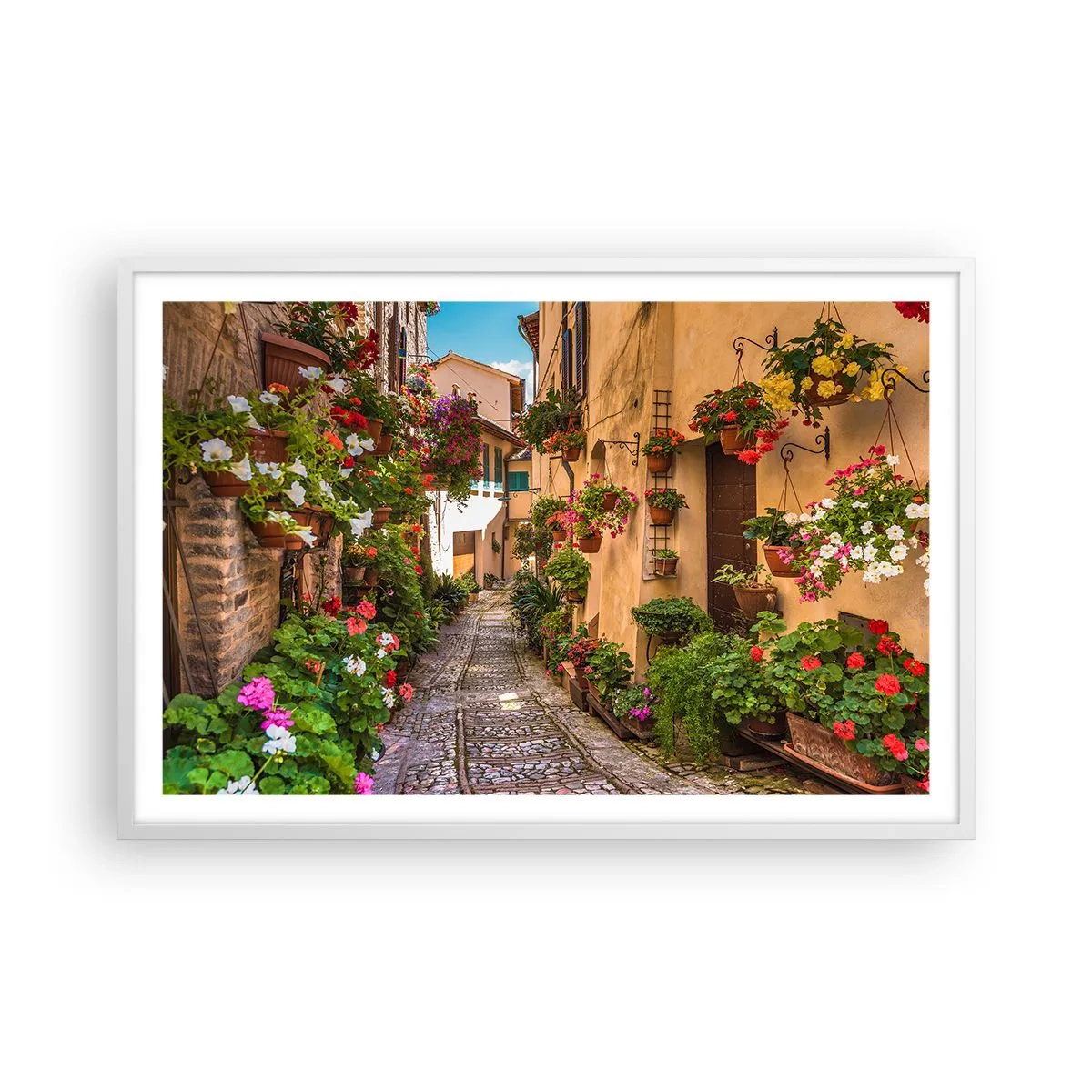 Póster en marco blanco - Callejón italiano - 91x61 cm