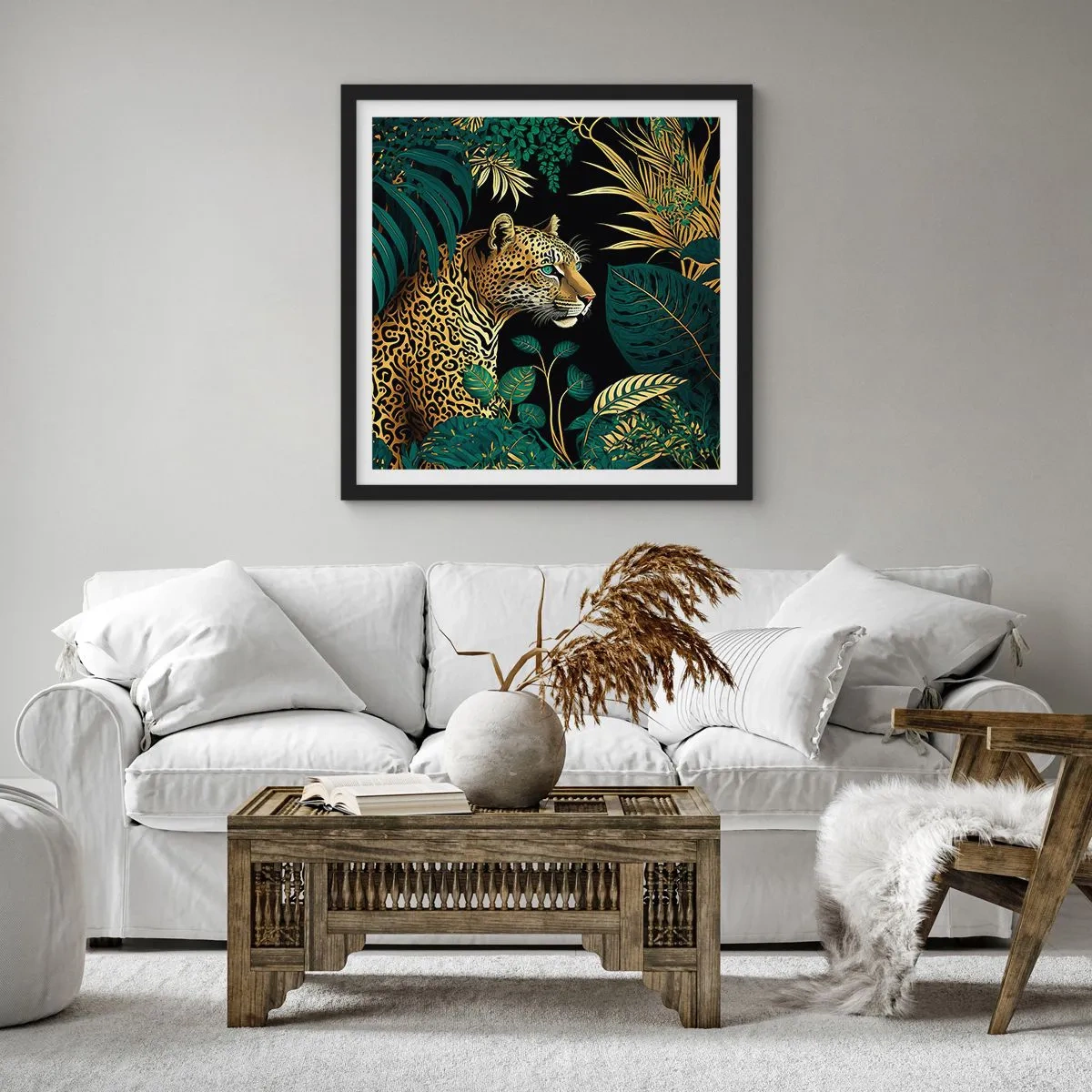 Póster en marco negro - El anfitrión en la jungla - 30x30 cm