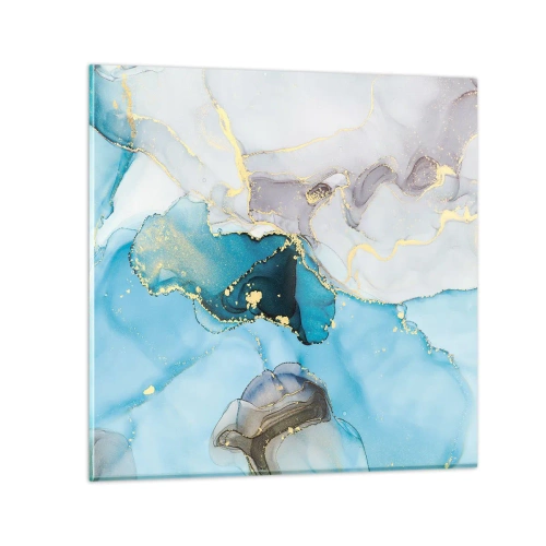 Cuadro sobre vidrio - Impresiones sobre Vidrio - Un estudio del encuentro entre el gris y el turquesa - 70x70 cm