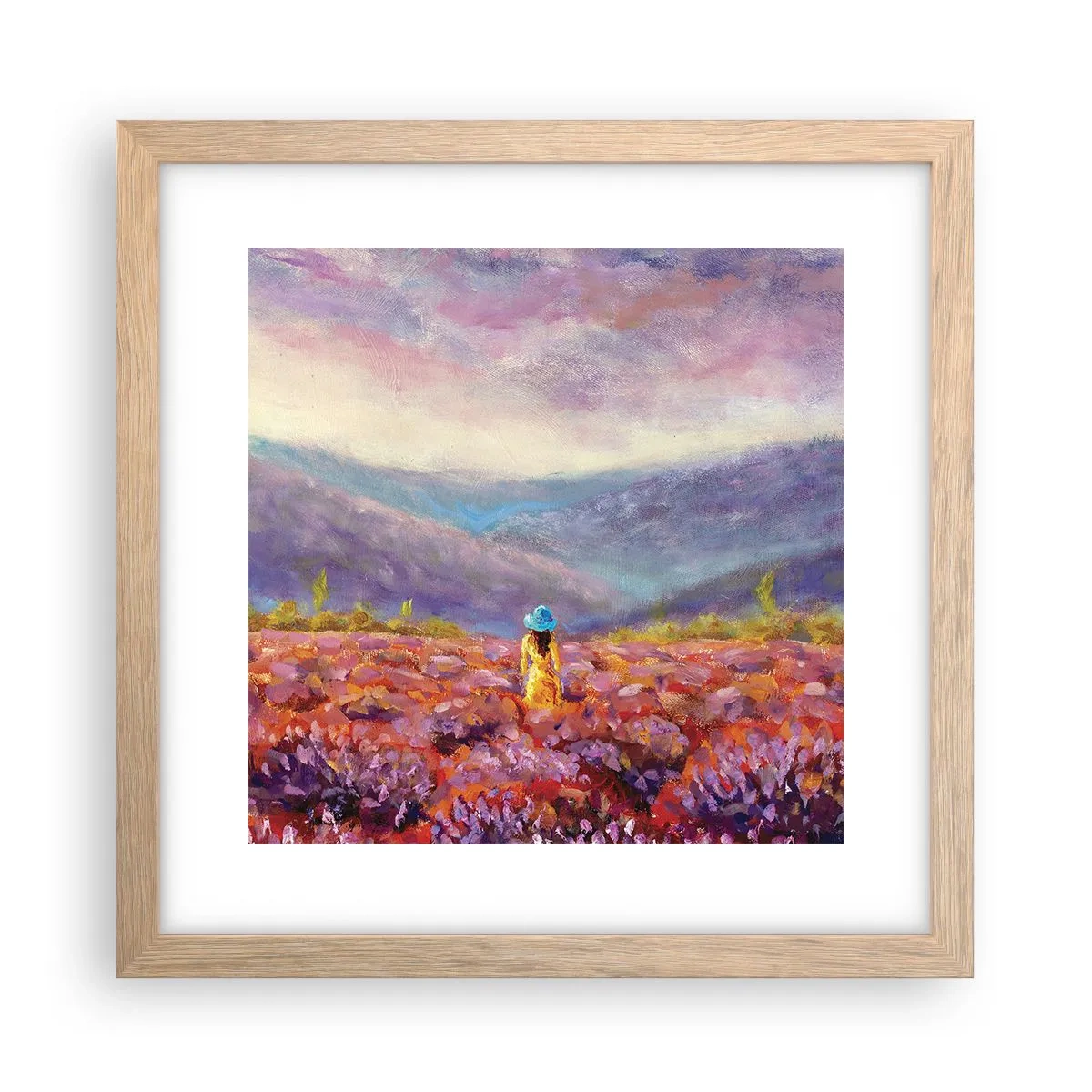 Póster en marco roble claro - En un mundo de lavanda - 30x30 cm