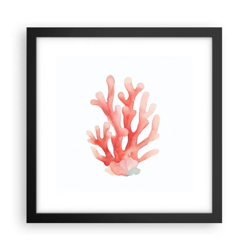 Póster en marco negro - La hermosura del color coral - 30x30 cm