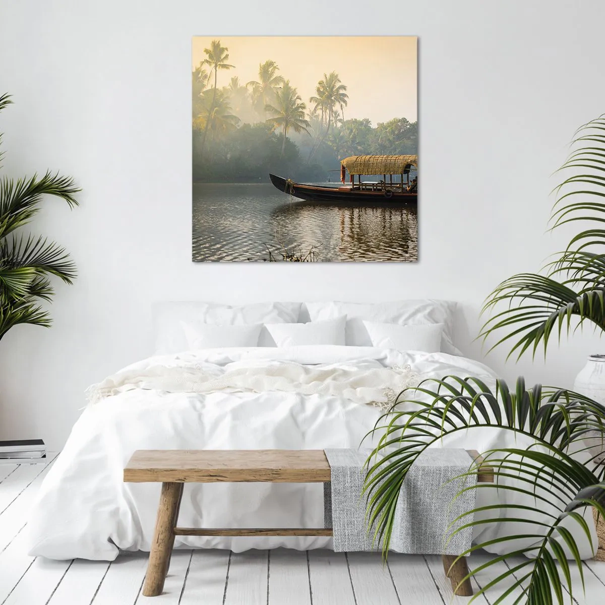 Cuadro sobre lienzo - Impresión de Imagen - Casa en el río - 60x60 cm