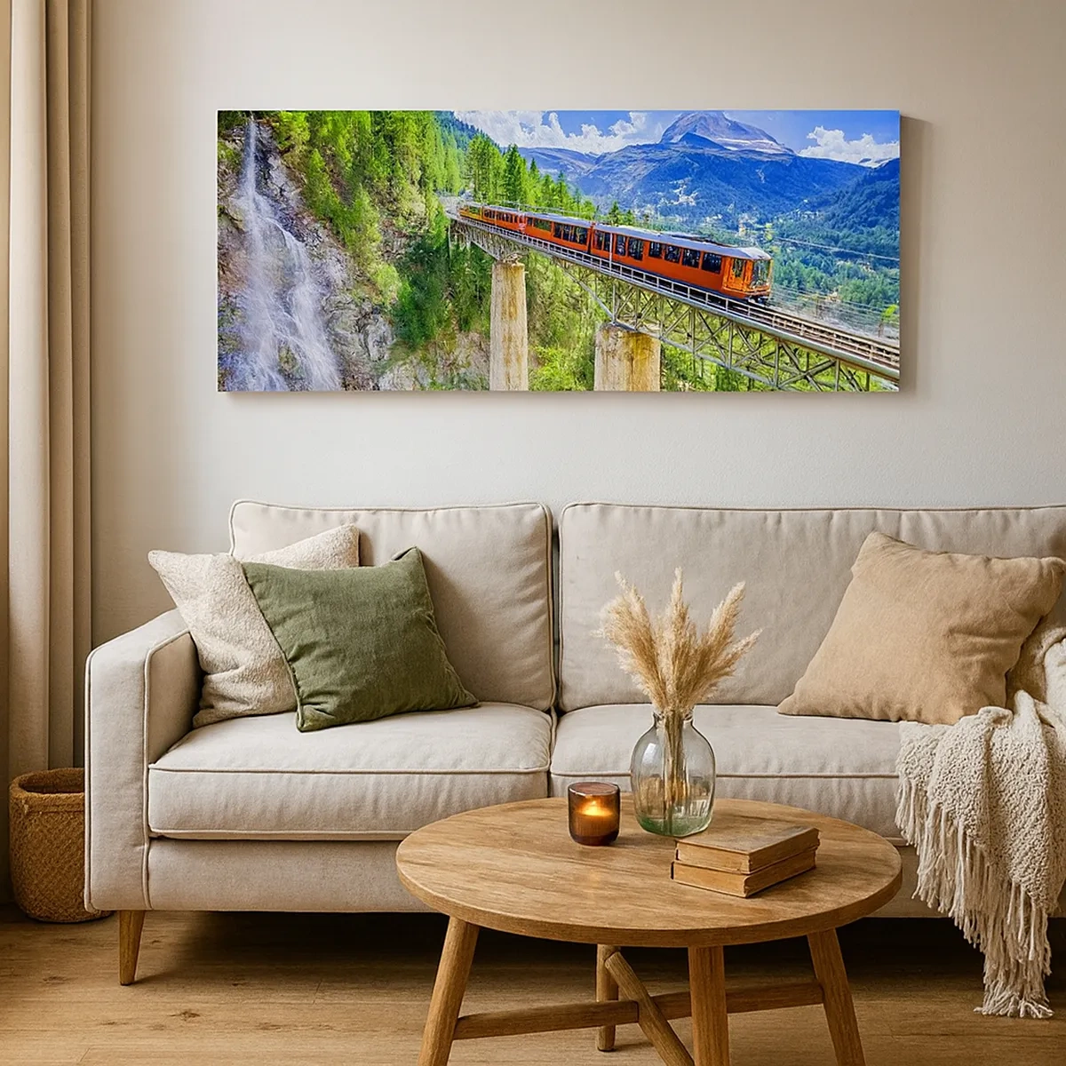 Cuadro sobre lienzo - Impresión de Imagen - Ferrocarril a los Alpes - 30x30 cm