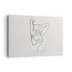 Cuadro sobre lienzo - Impresión de Imagen - Figura de arte lineal abstracto sobre un fondo claro - 120x80cm - El arte de la seducción - Decoración de pared moderna para salón y dormitorio ARTTOR