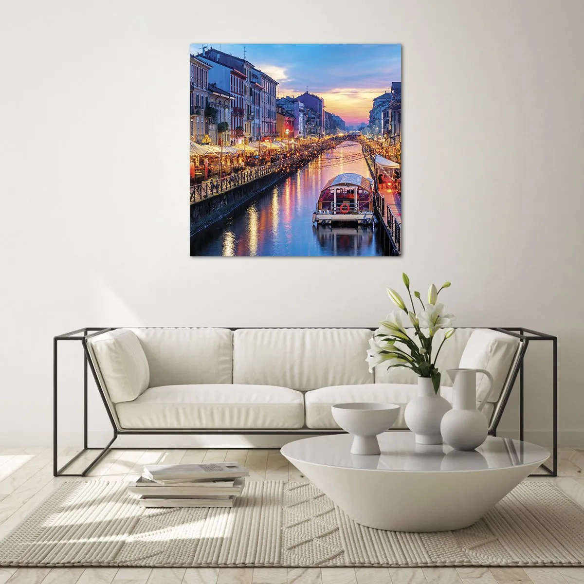 Cuadro sobre vidrio - Impresiones sobre Vidrio - Una noche de luz y diversión - 70x70 cm