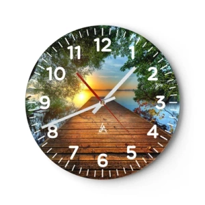 Reloj de pared - Reloj de vidrio - Tómate tu tiempo, siéntate - 30x30 cm