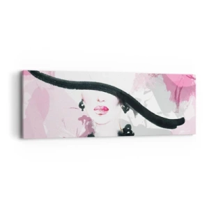 Cuadro sobre lienzo - Impresión de Imagen - Retrato de una dama en negro y rosa - 90x30 cm