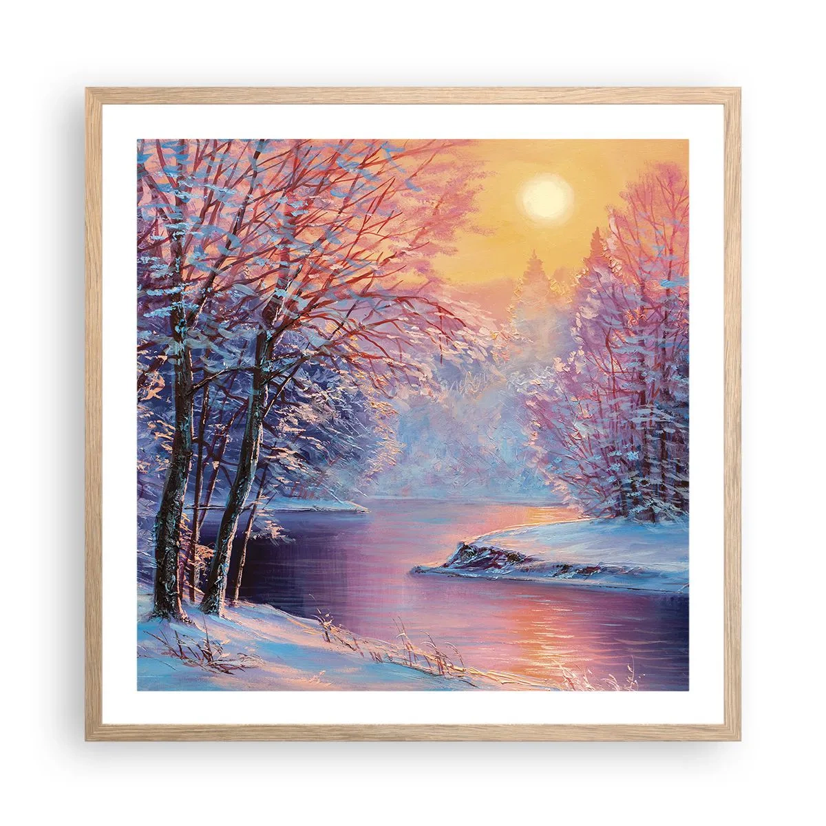 Póster en marco roble claro - Colores del invierno - 60x60 cm