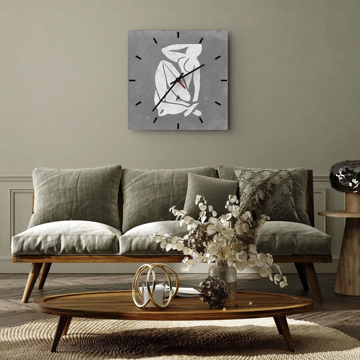 Reloj de pared - Reloj de vidrio - En sus pensamientos - 40x40 cm