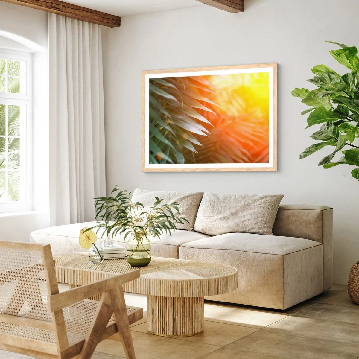 Póster en marco roble claro - Mañana en la selva - 50x40 cm