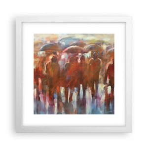 Póster en marco blanco - Iguales entre la niebla - 30x30 cm